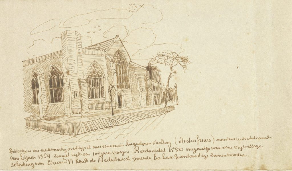Vincent van Gogh tegnede Austin Friars Church i London