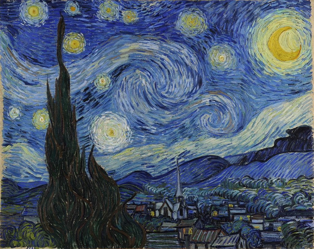 Starry Night med huse og kirke